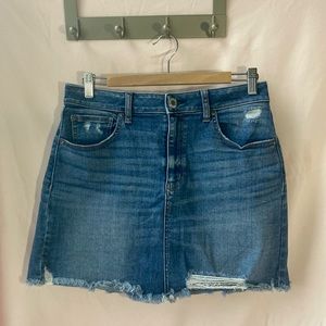 Denim Mini Skirt | American Eagle Super Stretch X | Distressed Blue